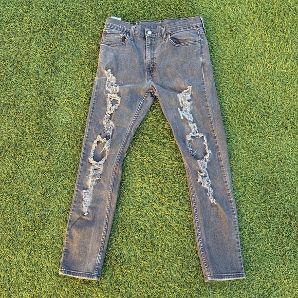 Levi's Other - Levi's 512 Men's Black Ripped Size 31x29 Stretch Denim Cotton Distressed Faded